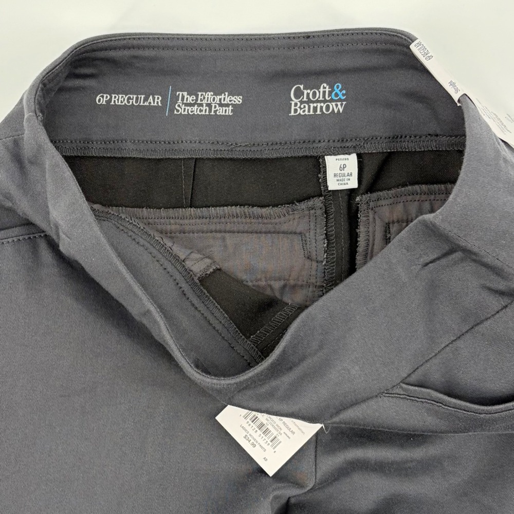 Croft & Barrow Effortless Stretch Pants‎ Gray Straight Leg Mid Rise 6P Sleek - Picture 5 of 9